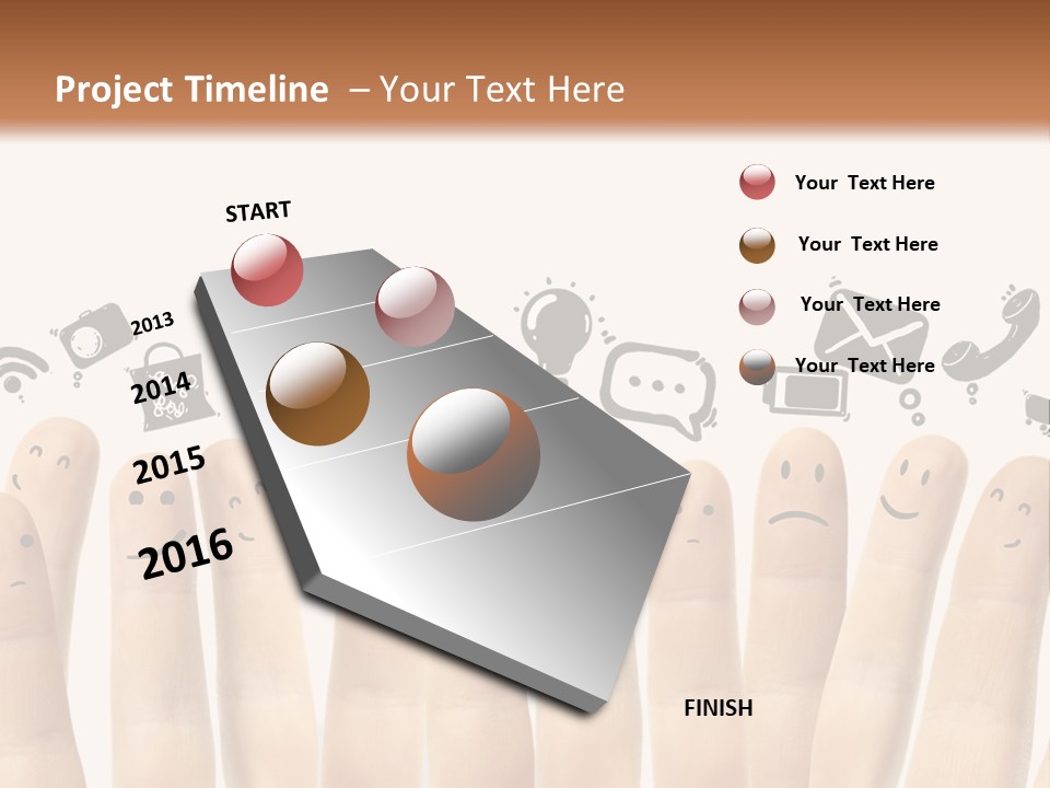 A Group Of Fingers With Faces Drawn On Them PowerPoint Template