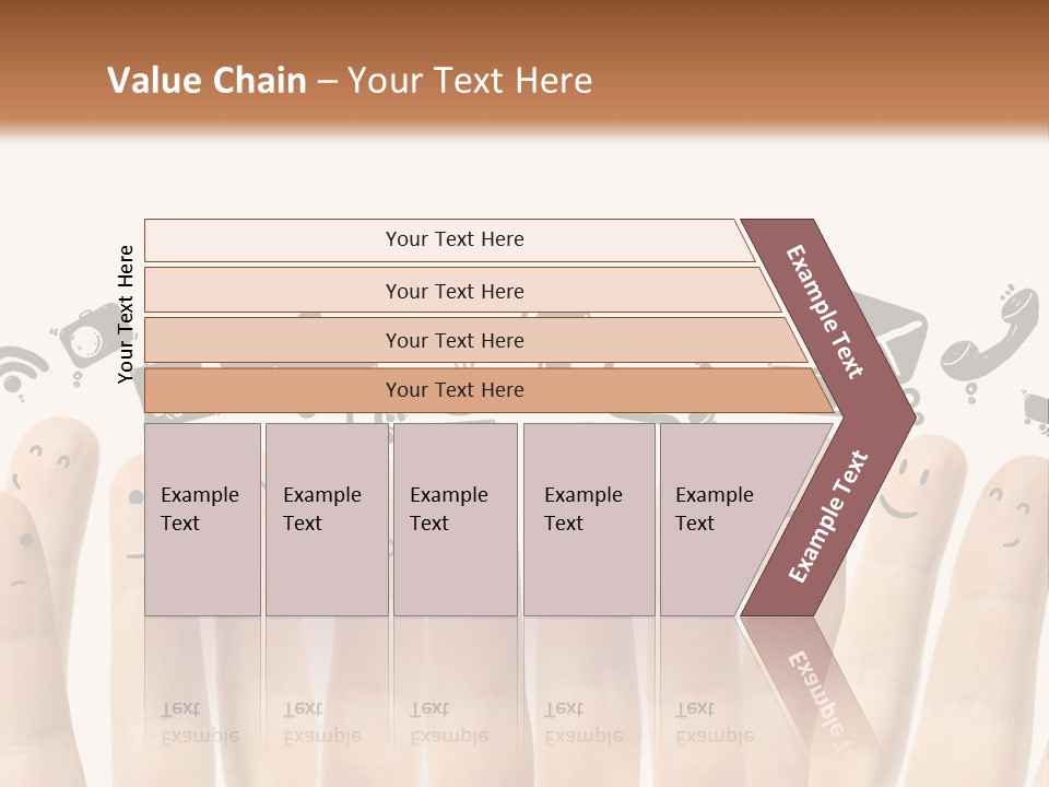 A Group Of Fingers With Faces Drawn On Them PowerPoint Template