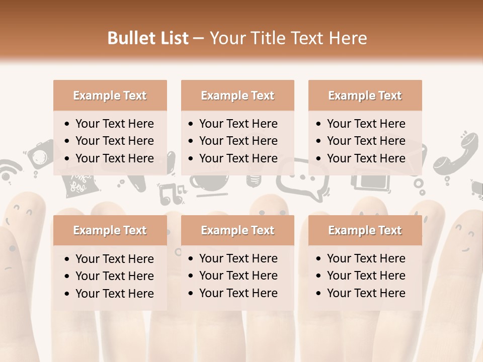 A Group Of Fingers With Faces Drawn On Them PowerPoint Template