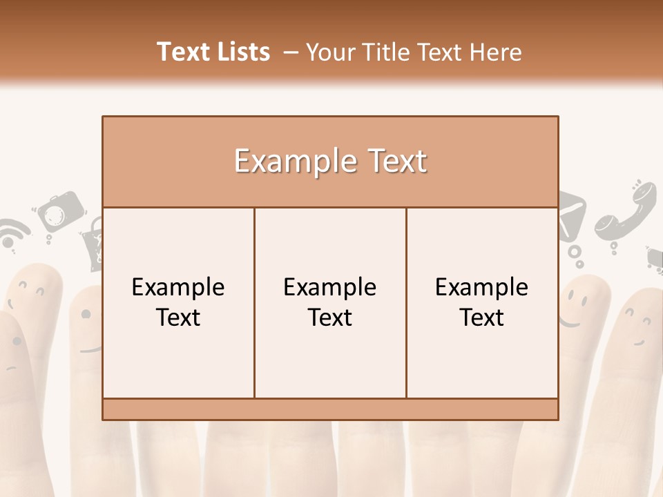 A Group Of Fingers With Faces Drawn On Them PowerPoint Template