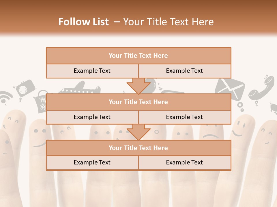 A Group Of Fingers With Faces Drawn On Them PowerPoint Template