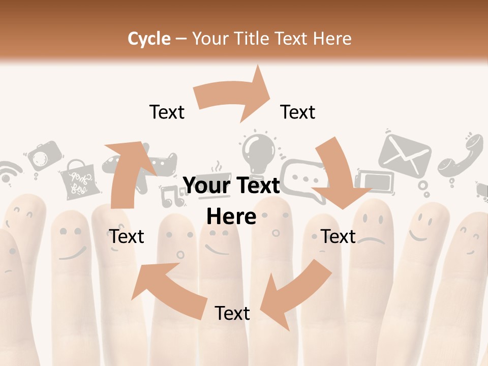 A Group Of Fingers With Faces Drawn On Them PowerPoint Template