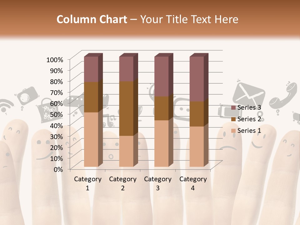 A Group Of Fingers With Faces Drawn On Them PowerPoint Template