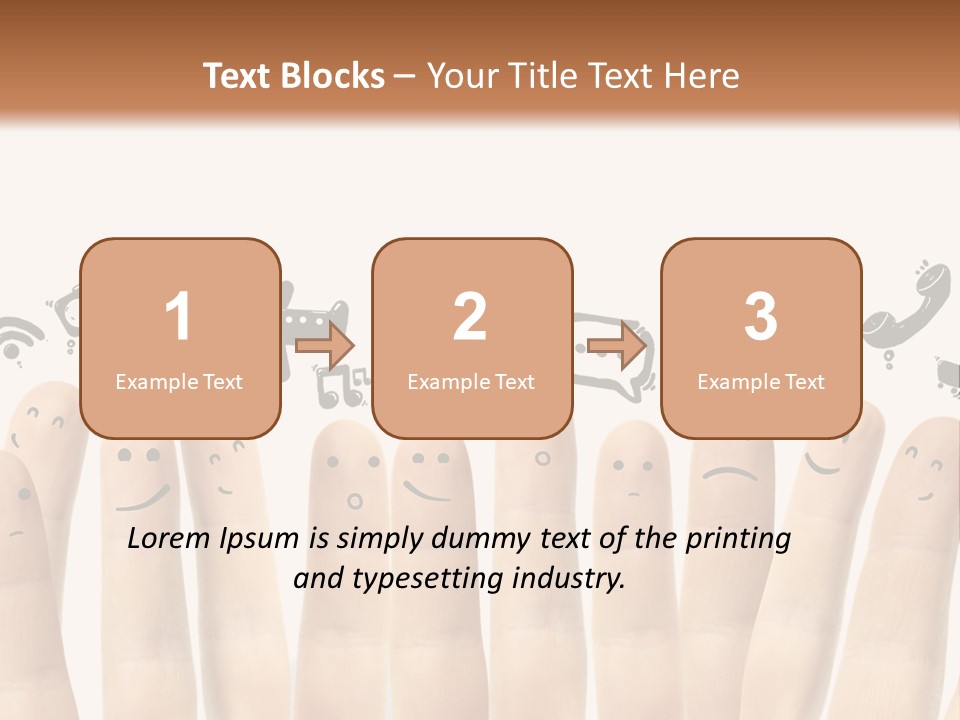 A Group Of Fingers With Faces Drawn On Them PowerPoint Template