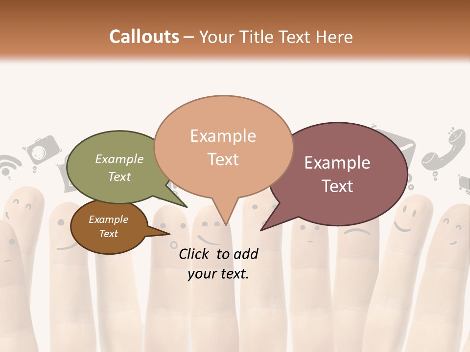 A Group Of Fingers With Faces Drawn On Them PowerPoint Template