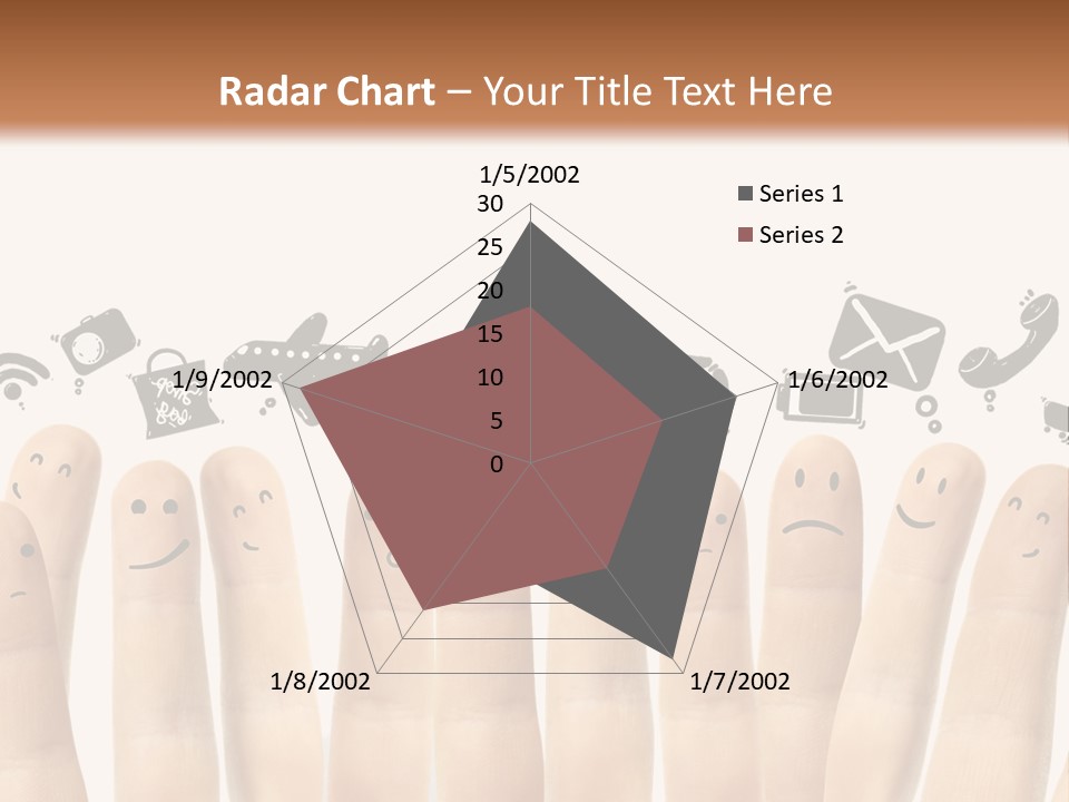 A Group Of Fingers With Faces Drawn On Them PowerPoint Template