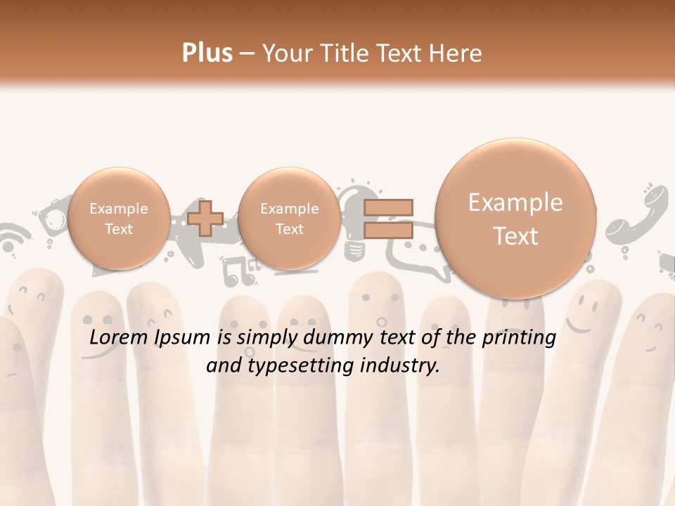 A Group Of Fingers With Faces Drawn On Them PowerPoint Template