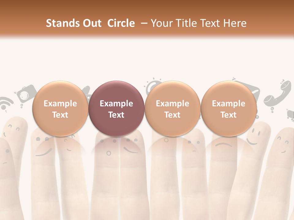 A Group Of Fingers With Faces Drawn On Them PowerPoint Template