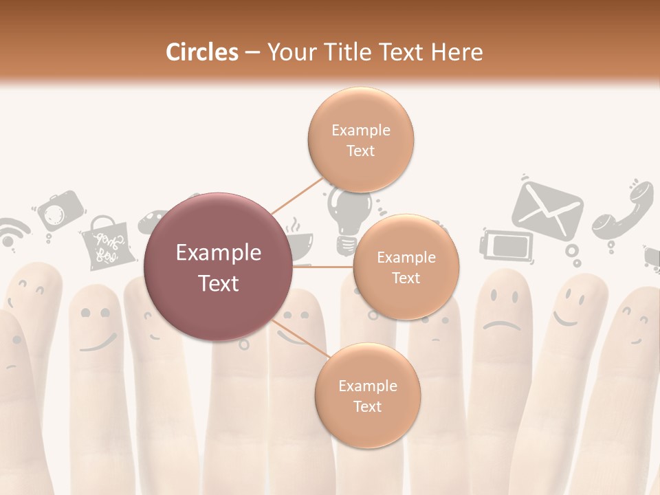A Group Of Fingers With Faces Drawn On Them PowerPoint Template