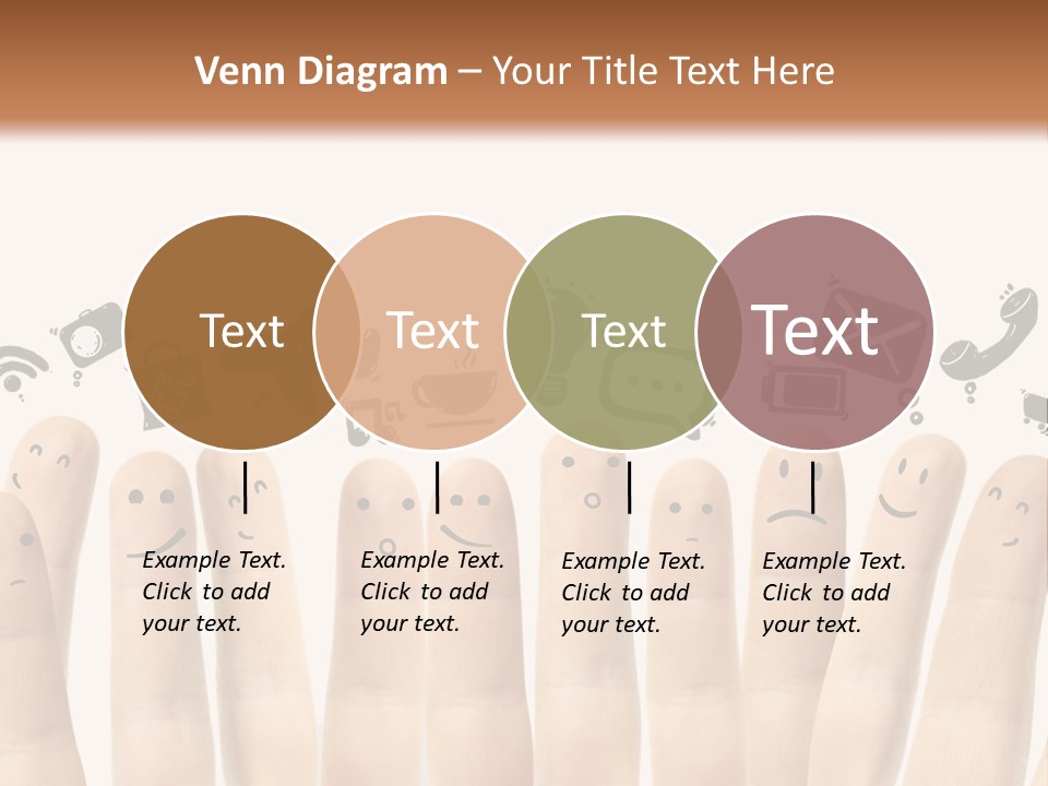 A Group Of Fingers With Faces Drawn On Them PowerPoint Template