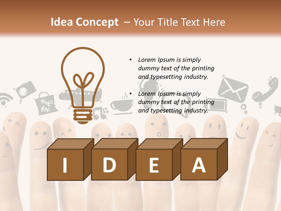 A Group Of Fingers With Faces Drawn On Them PowerPoint Template