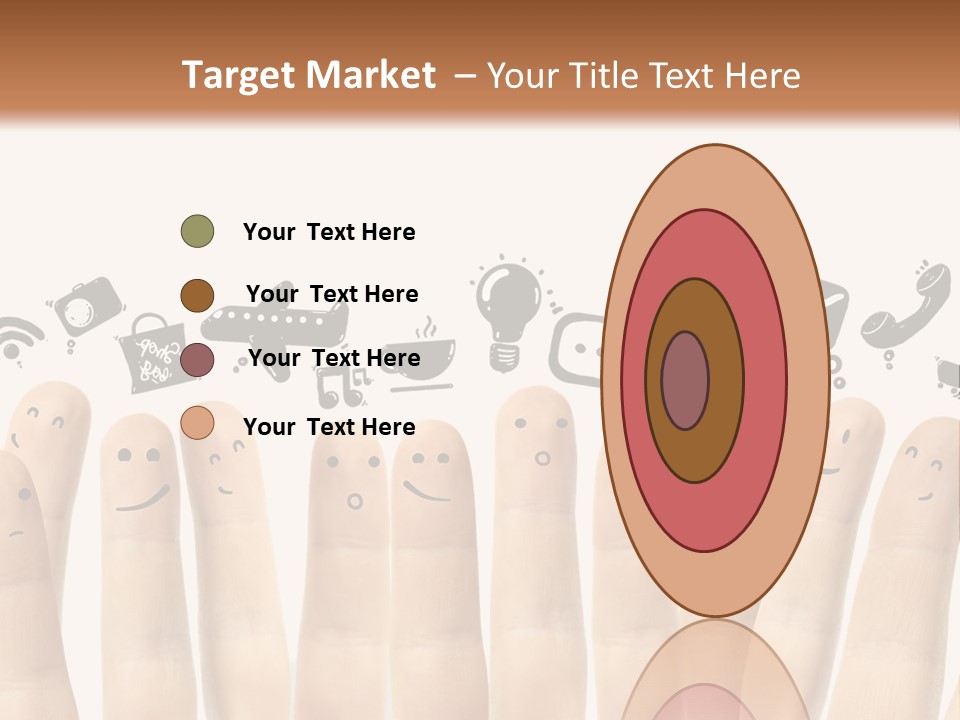 A Group Of Fingers With Faces Drawn On Them PowerPoint Template