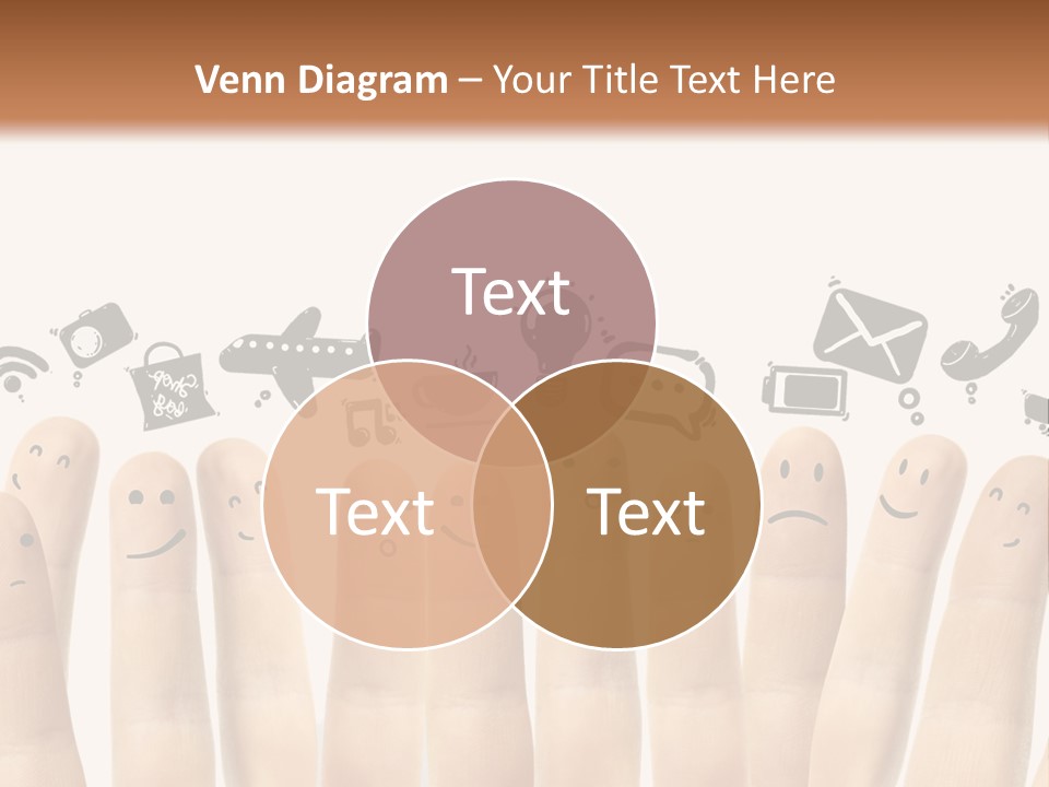 A Group Of Fingers With Faces Drawn On Them PowerPoint Template