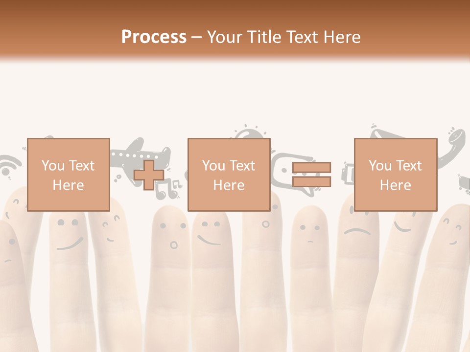 A Group Of Fingers With Faces Drawn On Them PowerPoint Template