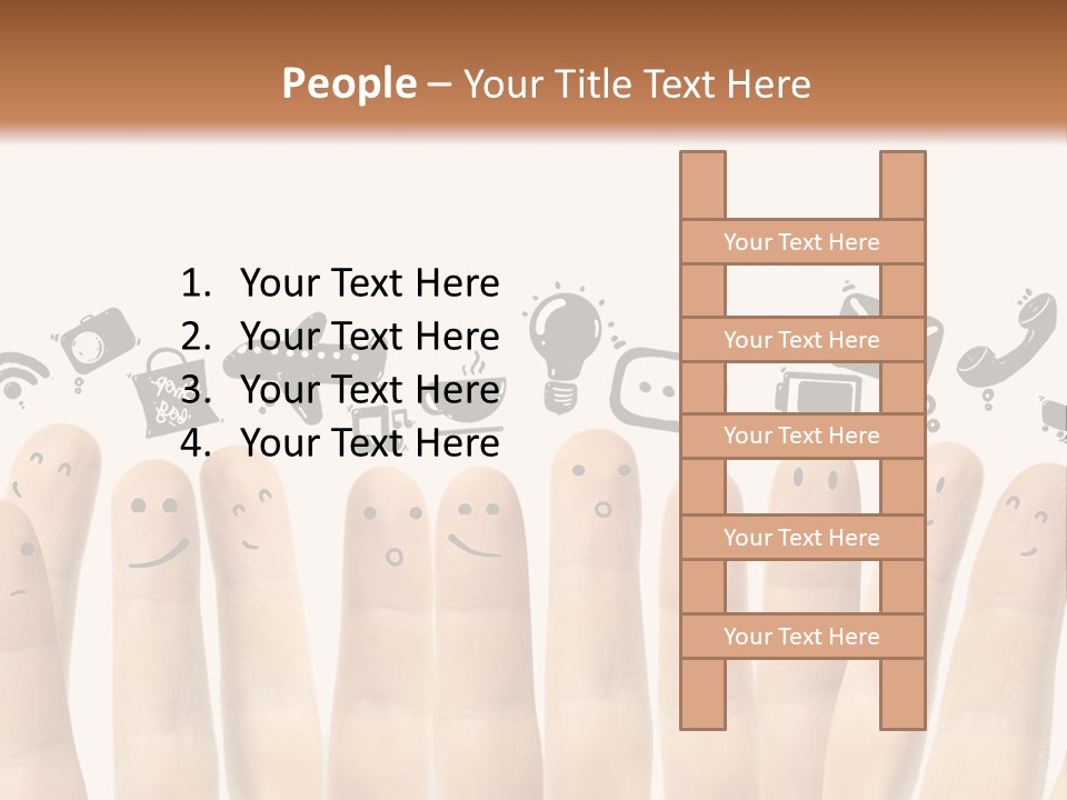 A Group Of Fingers With Faces Drawn On Them PowerPoint Template