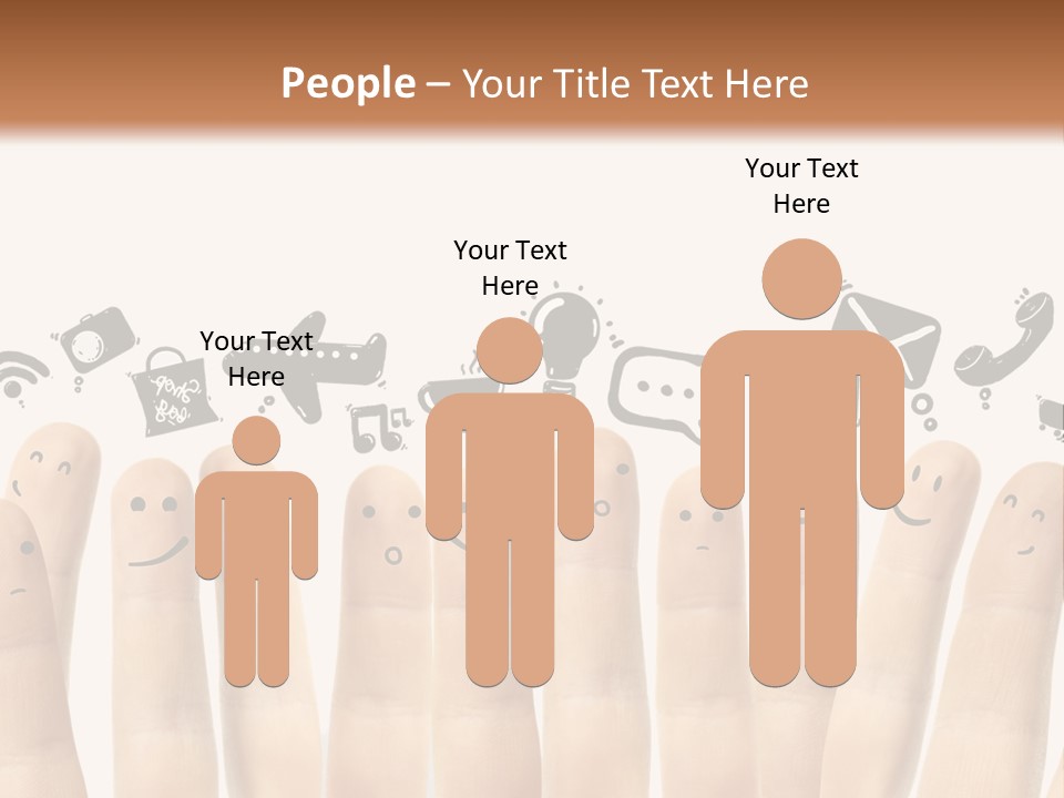 A Group Of Fingers With Faces Drawn On Them PowerPoint Template