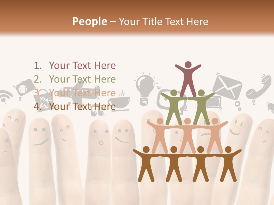 A Group Of Fingers With Faces Drawn On Them PowerPoint Template