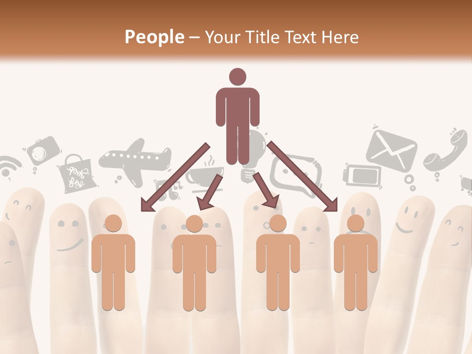 A Group Of Fingers With Faces Drawn On Them PowerPoint Template