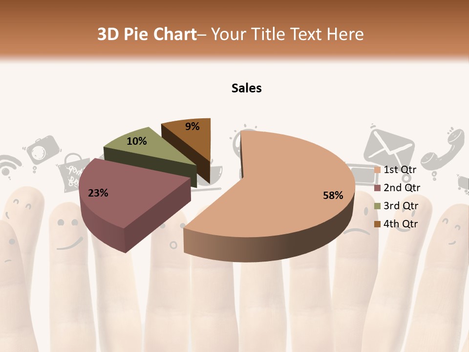 A Group Of Fingers With Faces Drawn On Them PowerPoint Template