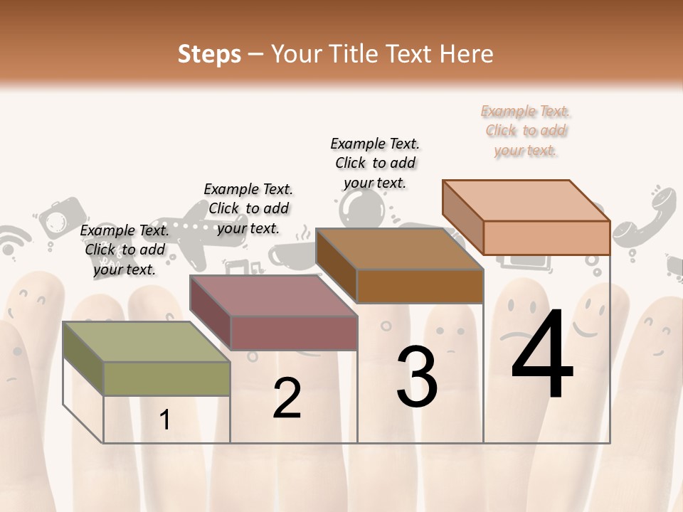 A Group Of Fingers With Faces Drawn On Them PowerPoint Template