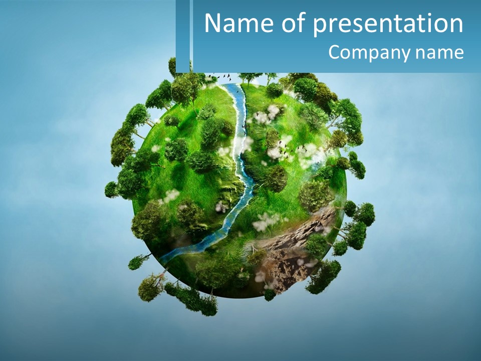 A Globe With A River Running Through It PowerPoint Template