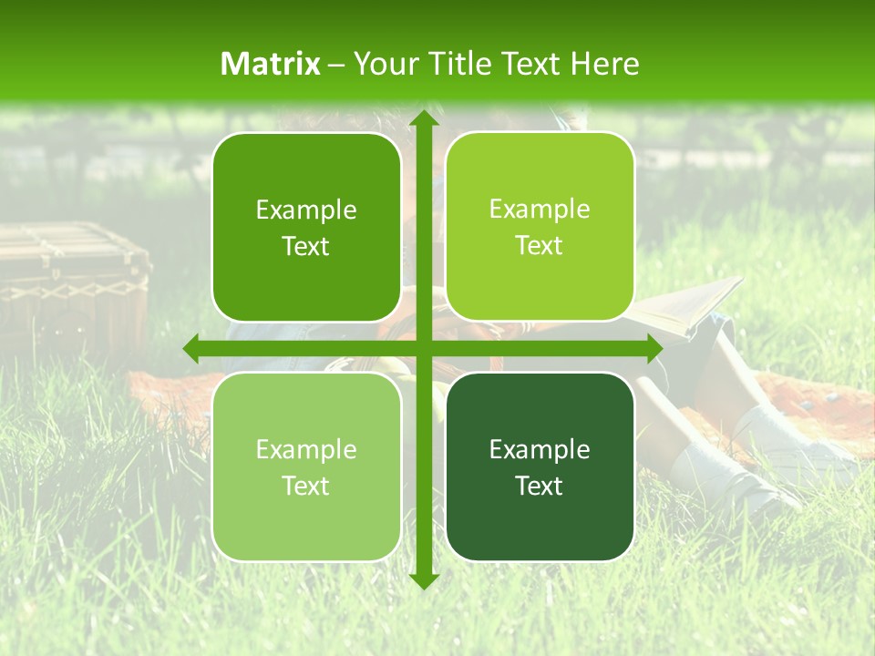 Two Children Reading A Book In The Grass PowerPoint Template