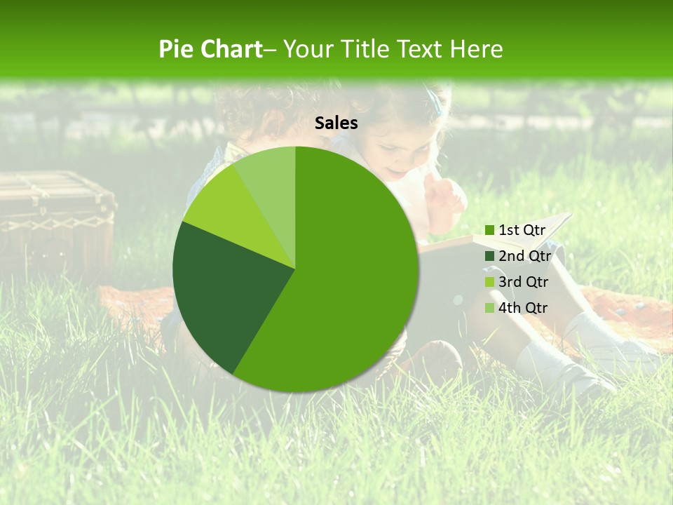 Two Children Reading A Book In The Grass PowerPoint Template