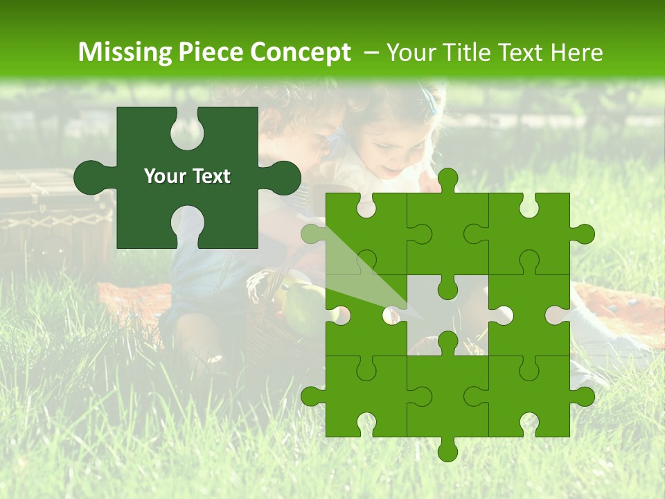Two Children Reading A Book In The Grass PowerPoint Template