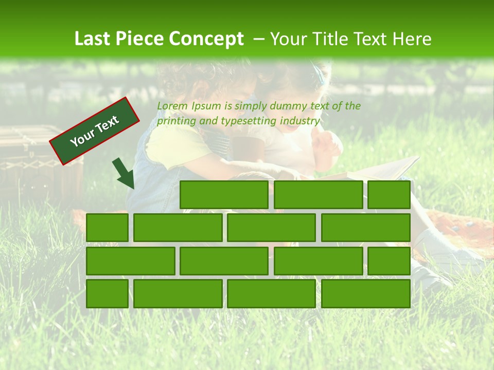 Two Children Reading A Book In The Grass PowerPoint Template