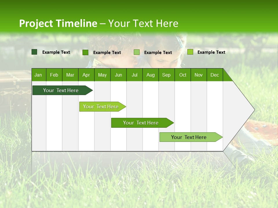 Two Children Reading A Book In The Grass PowerPoint Template