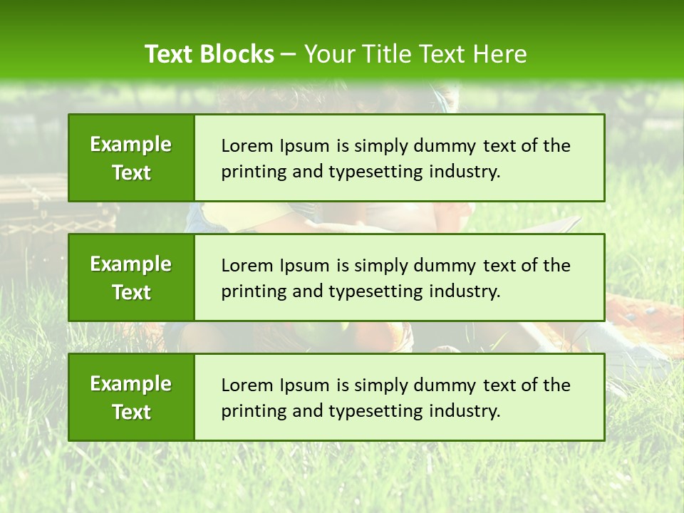 Two Children Reading A Book In The Grass PowerPoint Template