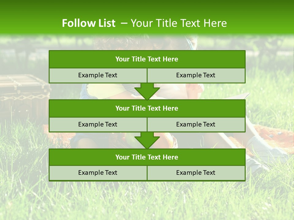 Two Children Reading A Book In The Grass PowerPoint Template