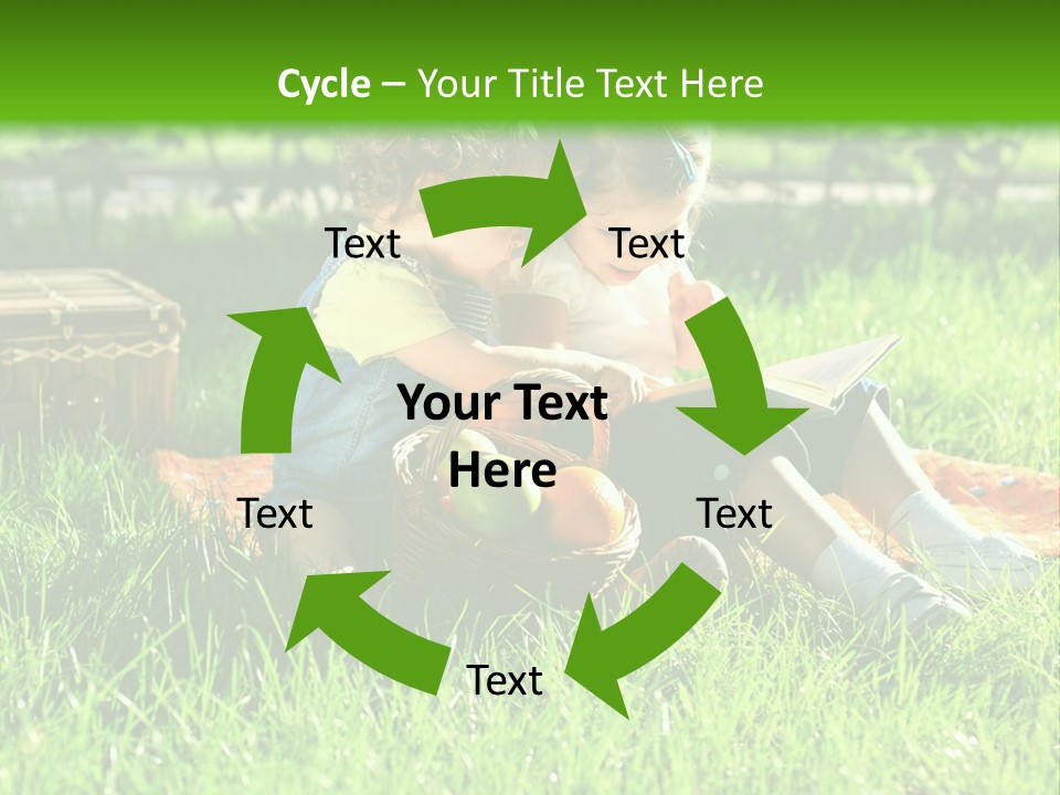 Two Children Reading A Book In The Grass PowerPoint Template