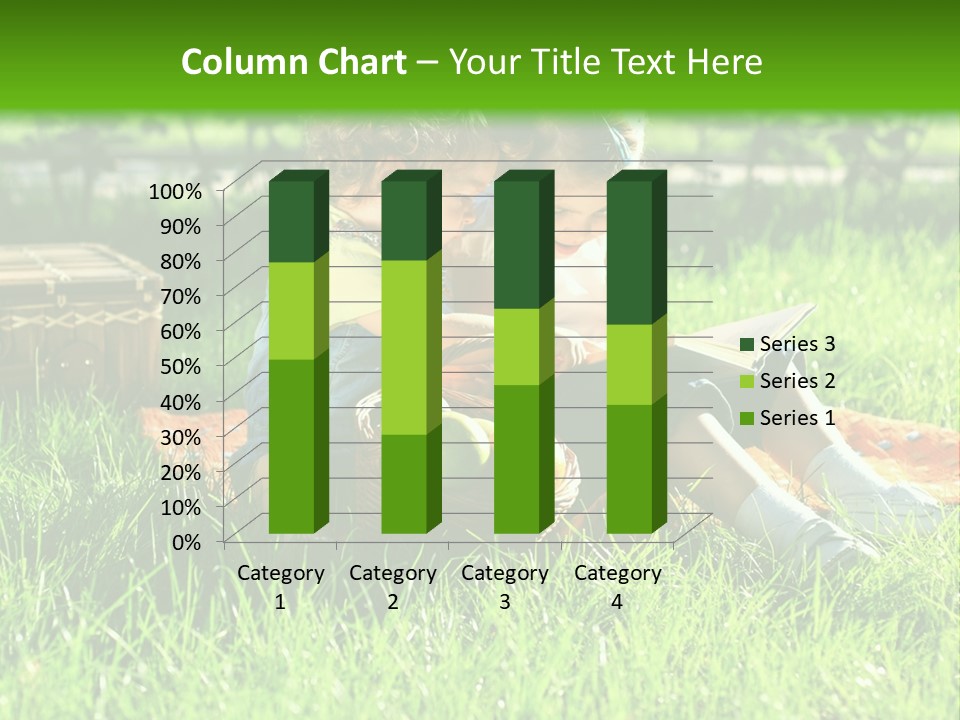 Two Children Reading A Book In The Grass PowerPoint Template