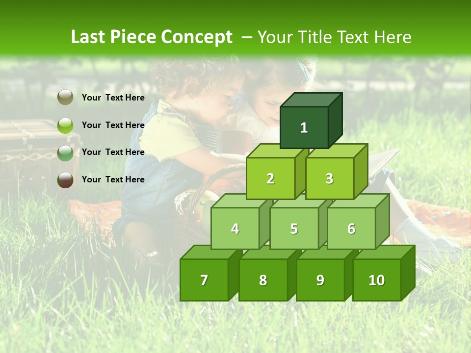 Two Children Reading A Book In The Grass PowerPoint Template