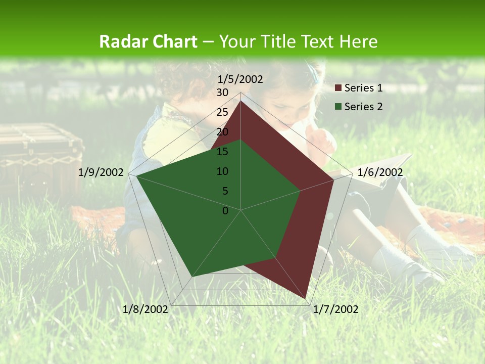 Two Children Reading A Book In The Grass PowerPoint Template