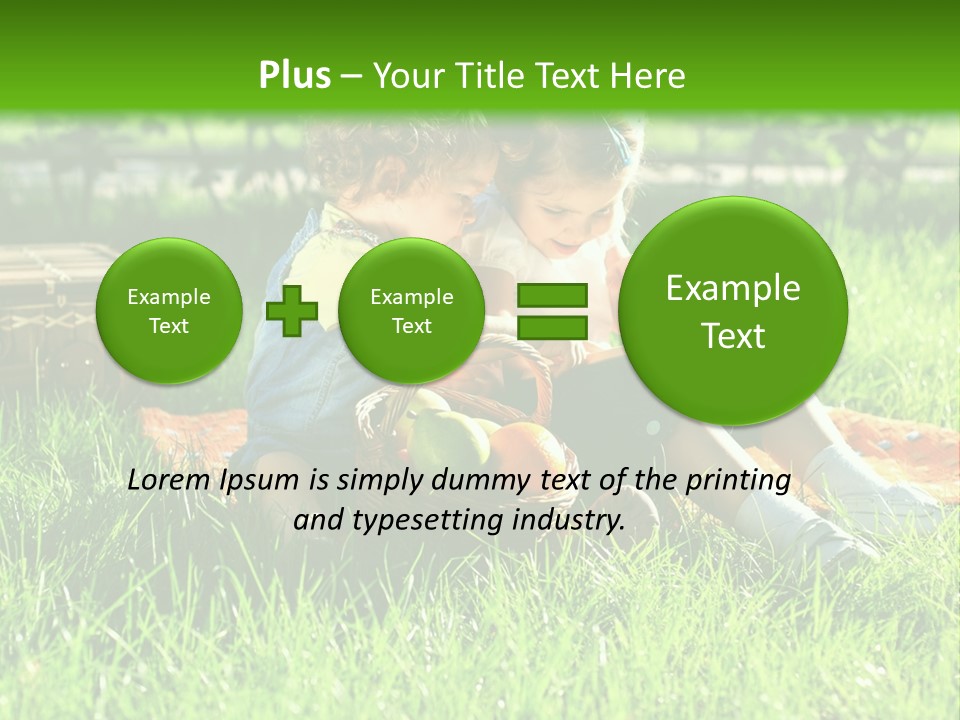 Two Children Reading A Book In The Grass PowerPoint Template