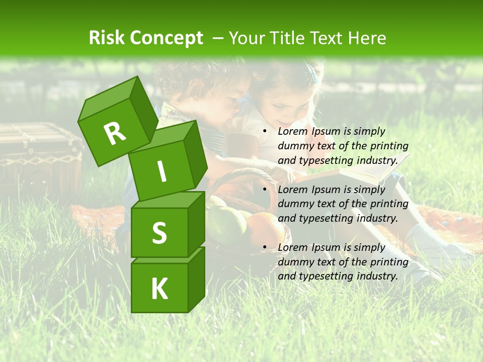 Two Children Reading A Book In The Grass PowerPoint Template