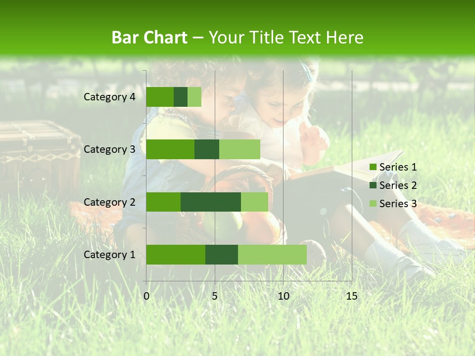 Two Children Reading A Book In The Grass PowerPoint Template
