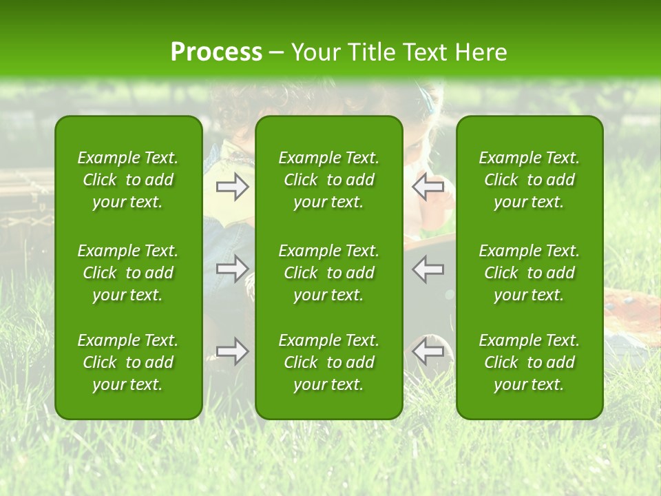 Two Children Reading A Book In The Grass PowerPoint Template