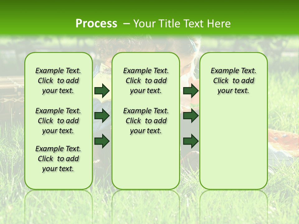 Two Children Reading A Book In The Grass PowerPoint Template