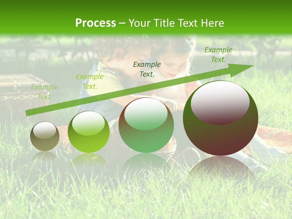 Two Children Reading A Book In The Grass PowerPoint Template