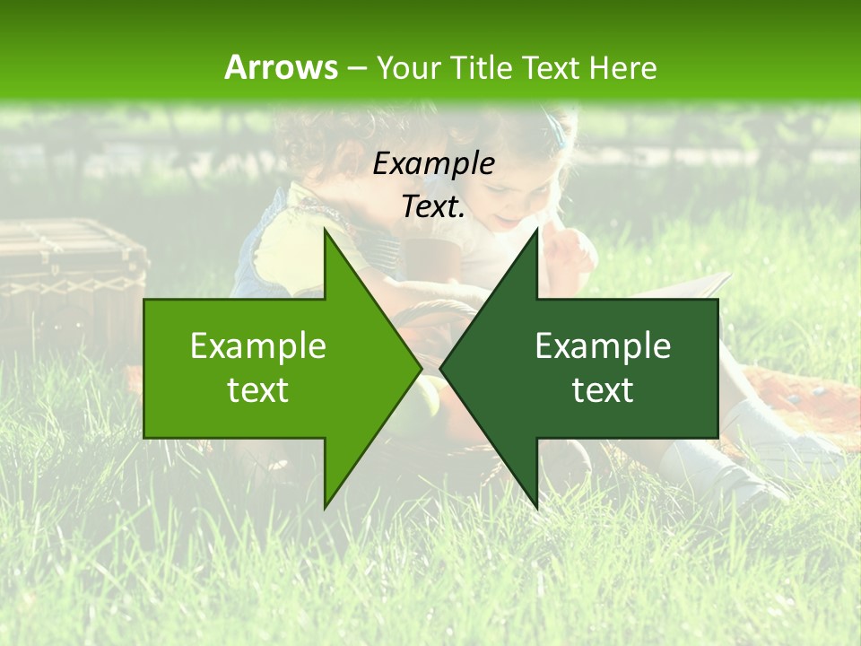 Two Children Reading A Book In The Grass PowerPoint Template