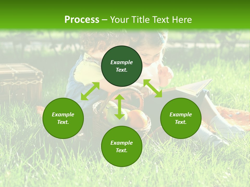 Two Children Reading A Book In The Grass PowerPoint Template