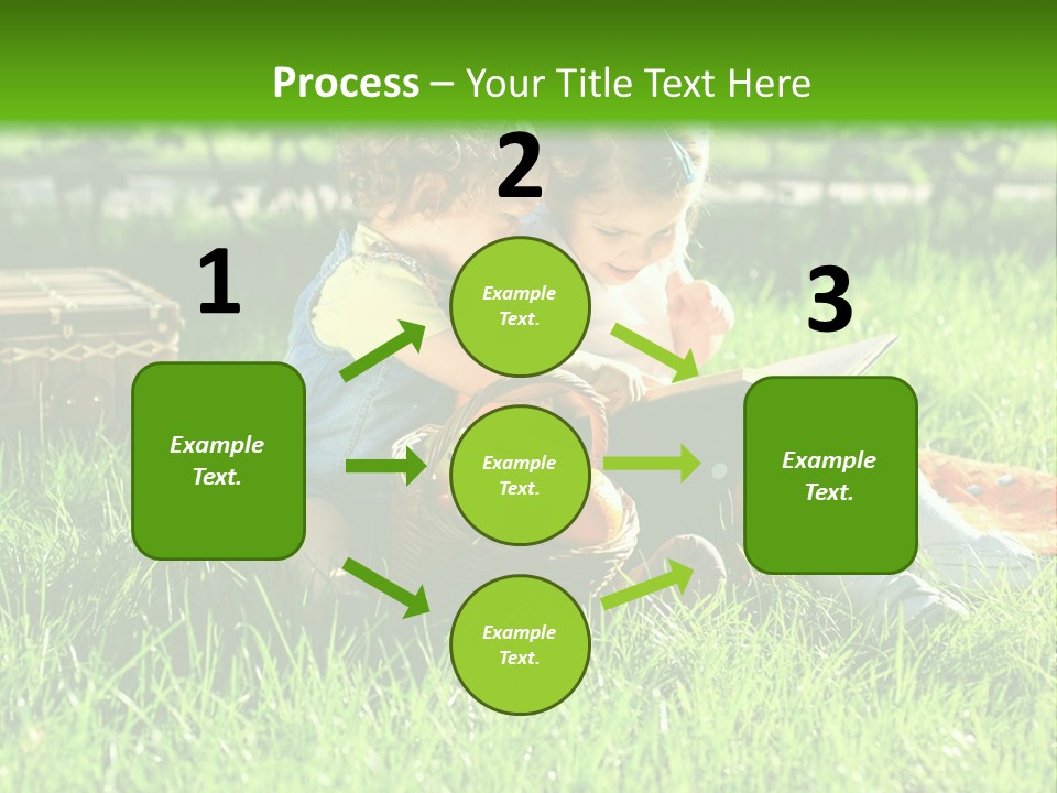 Two Children Reading A Book In The Grass PowerPoint Template