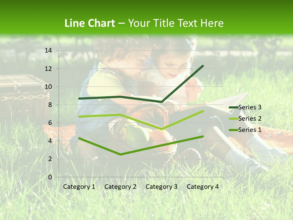 Two Children Reading A Book In The Grass PowerPoint Template