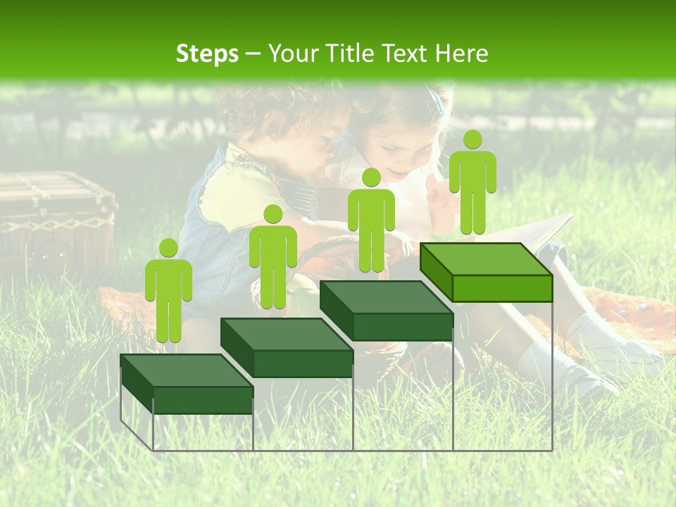 Two Children Reading A Book In The Grass PowerPoint Template
