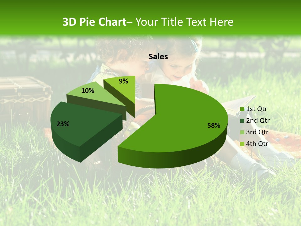 Two Children Reading A Book In The Grass PowerPoint Template