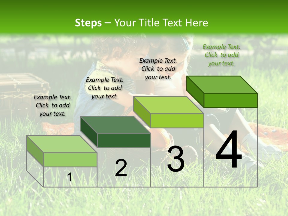 Two Children Reading A Book In The Grass PowerPoint Template