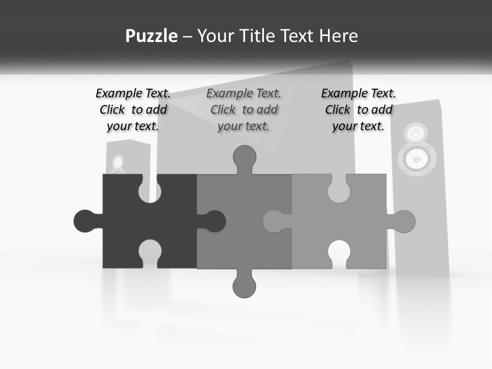 A Computer Monitor And Speakers On A Table PowerPoint Template